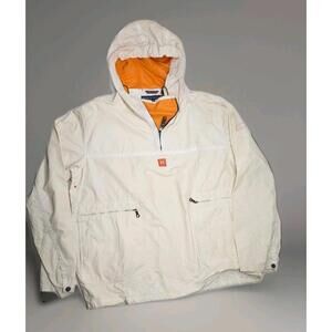 Retro 90s Tommy Hilfiger Rain Jacket 1/4 Zip Pull Over Jacket Mesh Lined Hood L